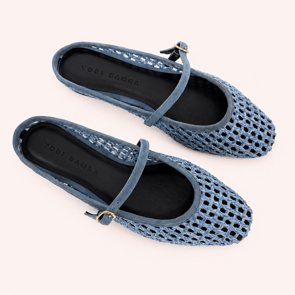 LILY SLIDE IN DUSTY BLUE RAFFIA