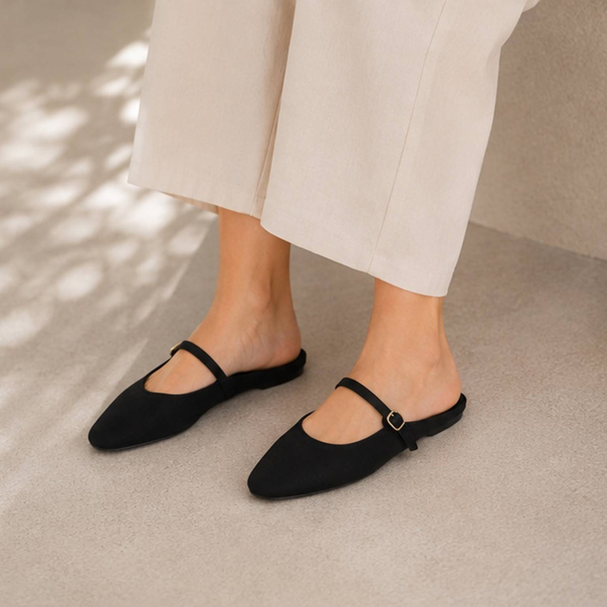 Lily Slide in Black Nylon