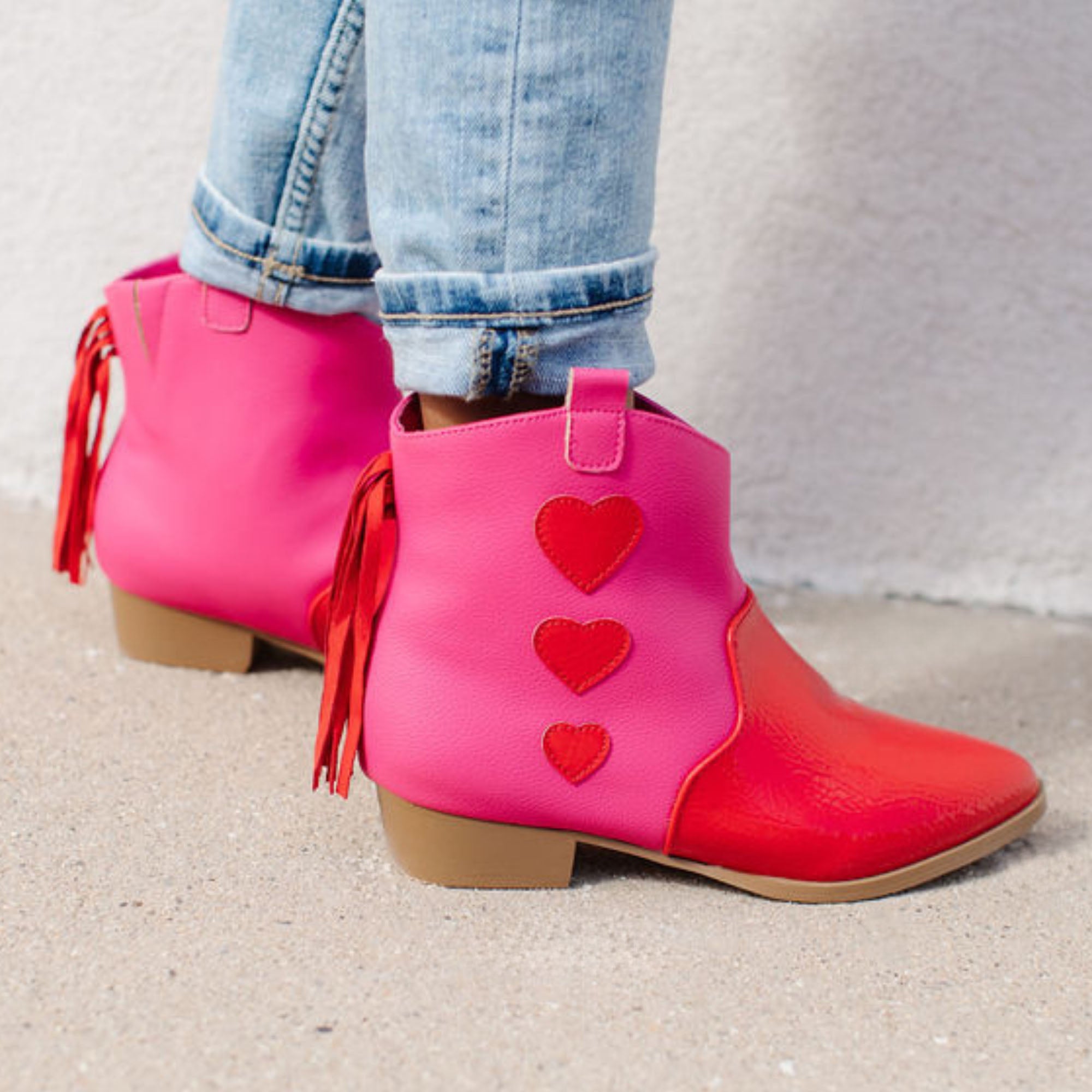 Miss Dallas Western Boot in Pink & Red Hearts - Kids - Yosi Samra  - Kids' Boots