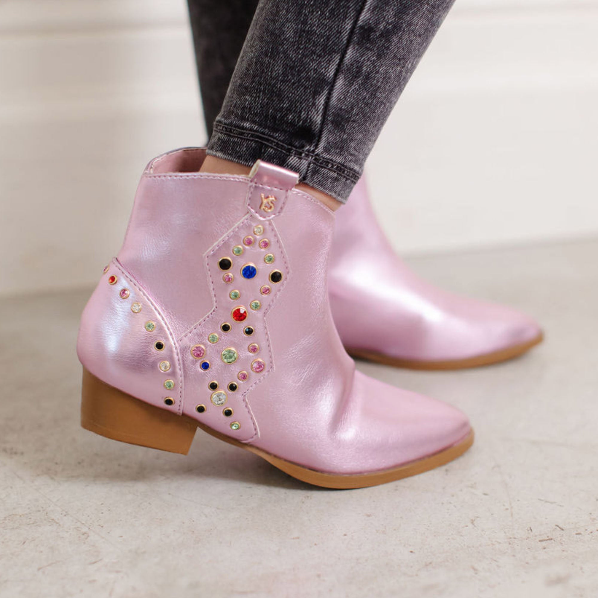 Miss Dallas Gem Western Boot in Pink - Kids - Yosi Samra  - Kids' Boots