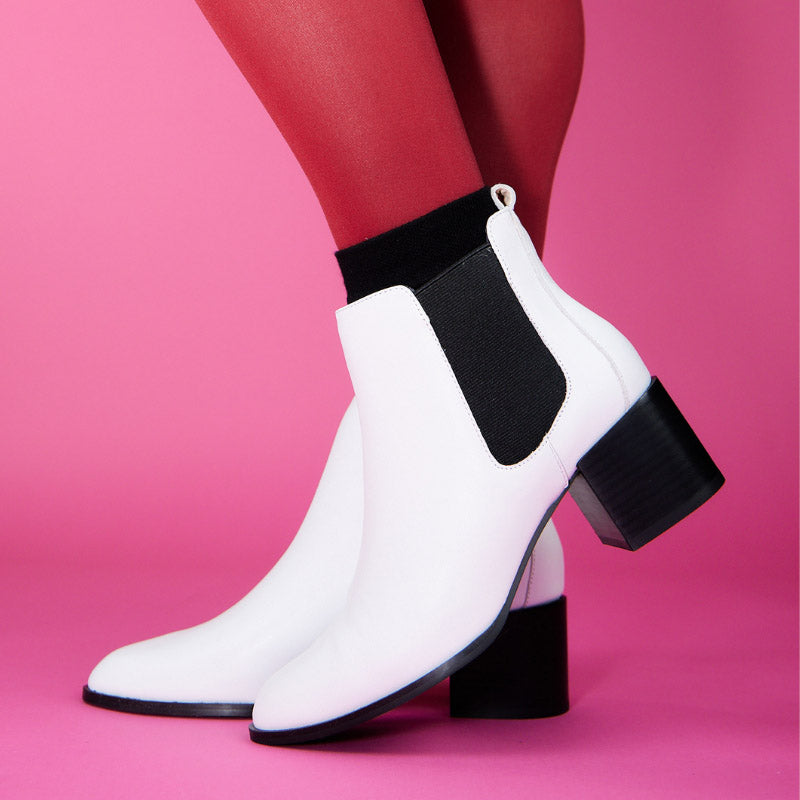 Melissa Chelsea Boot in White Leather