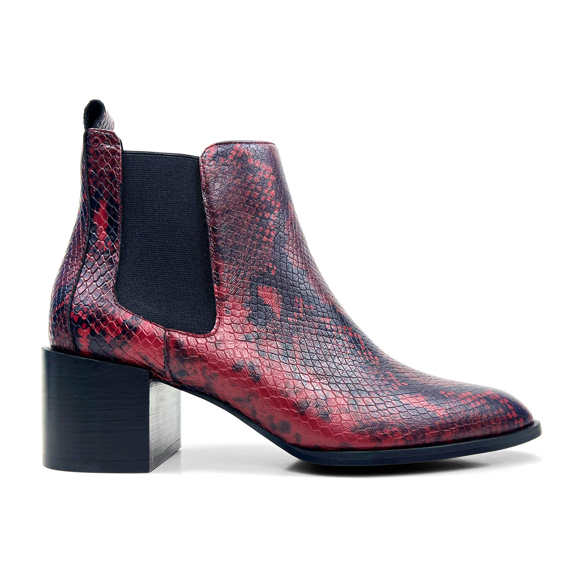 Melissa Chelsea Boot in Red Snake Leather