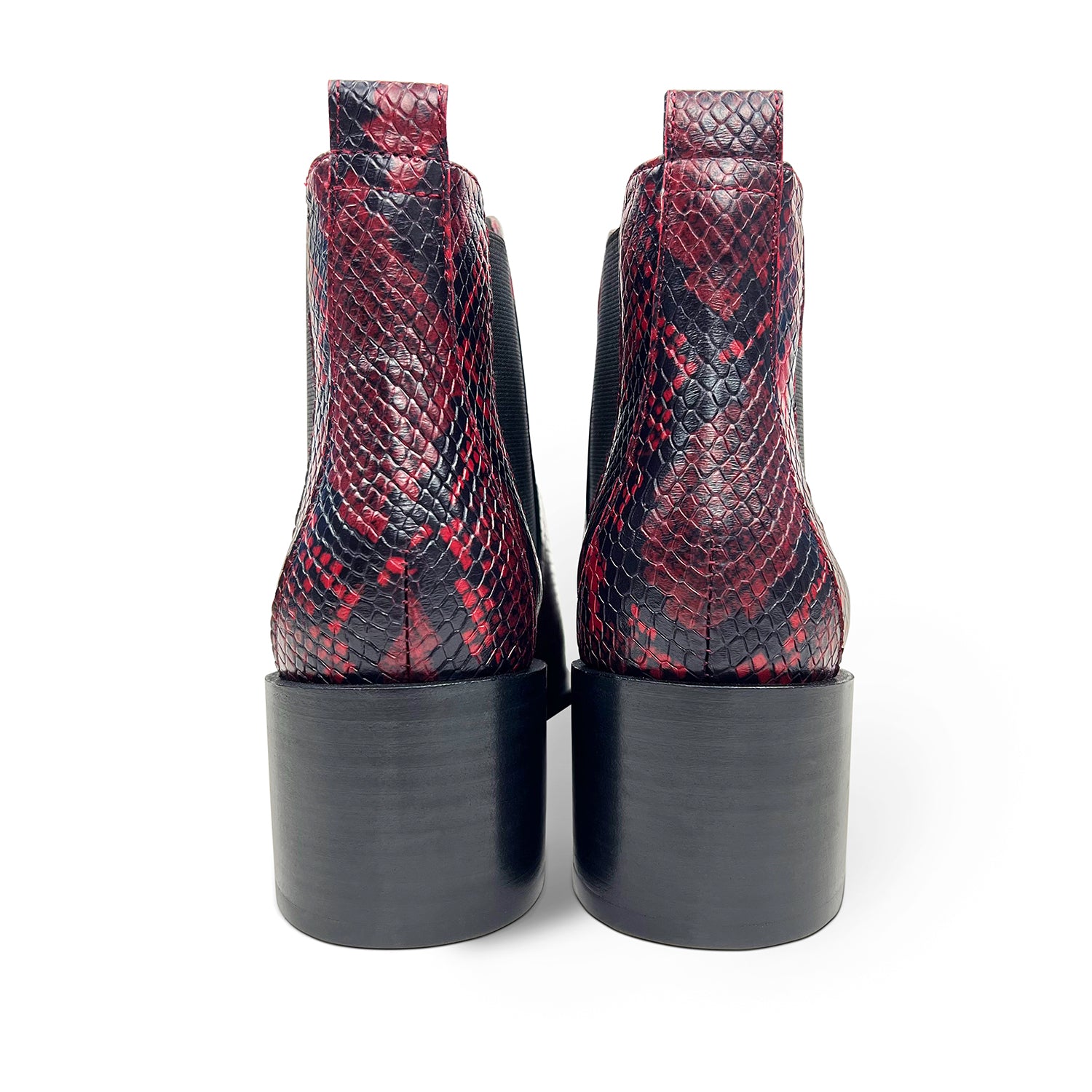 Melissa Chelsea Boot in Red Snake Leather