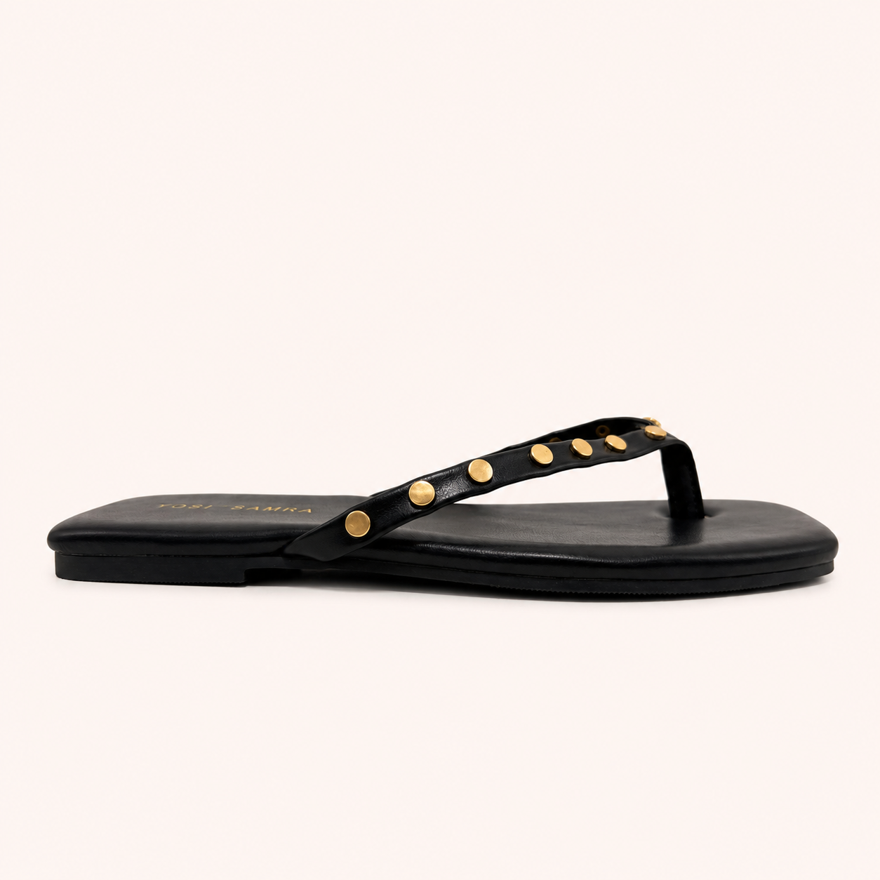 MERCER STUD SANDAL IN BLACK LEATHER