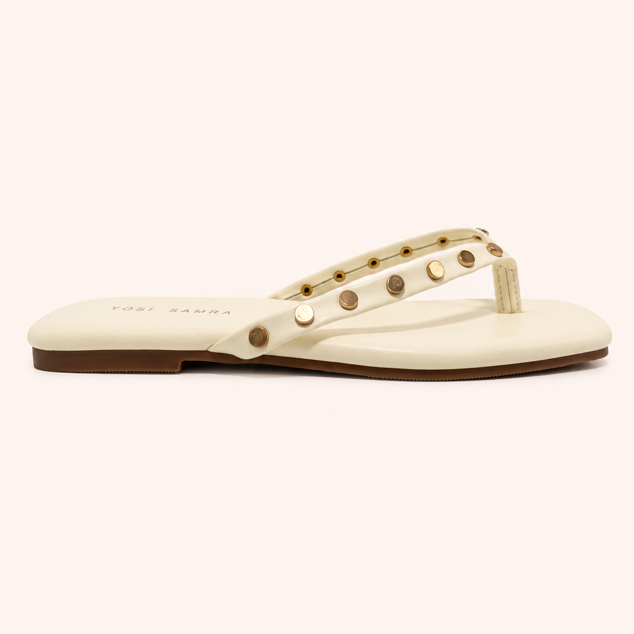MERCER STUD SANDAL IN CREAM LEATHER