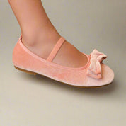Miss Emory Flat in Pink Velvet - Kids - Yosi Samra  - Kids' Flats