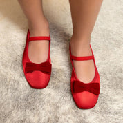 Miss Emory Flat in Red Satin - Kids - Yosi Samra  - Kids' Flats