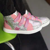 Miss Hannah Velcro Sneaker in Pink & Silver - Kids - Yosi Samra  - Kids' Sneakers
