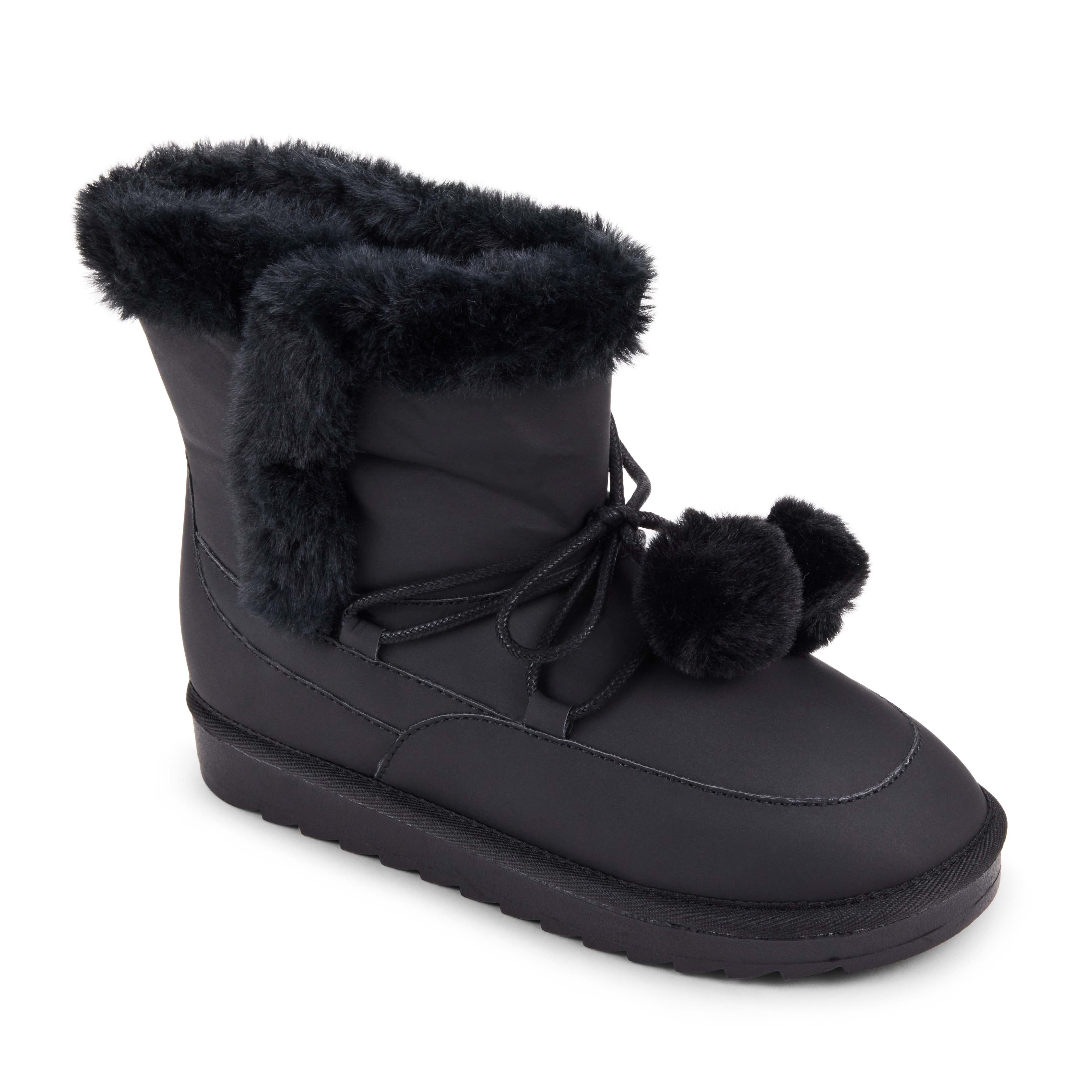 Miss Snow Fluff Boot in Black Faux Nubuck - Kids