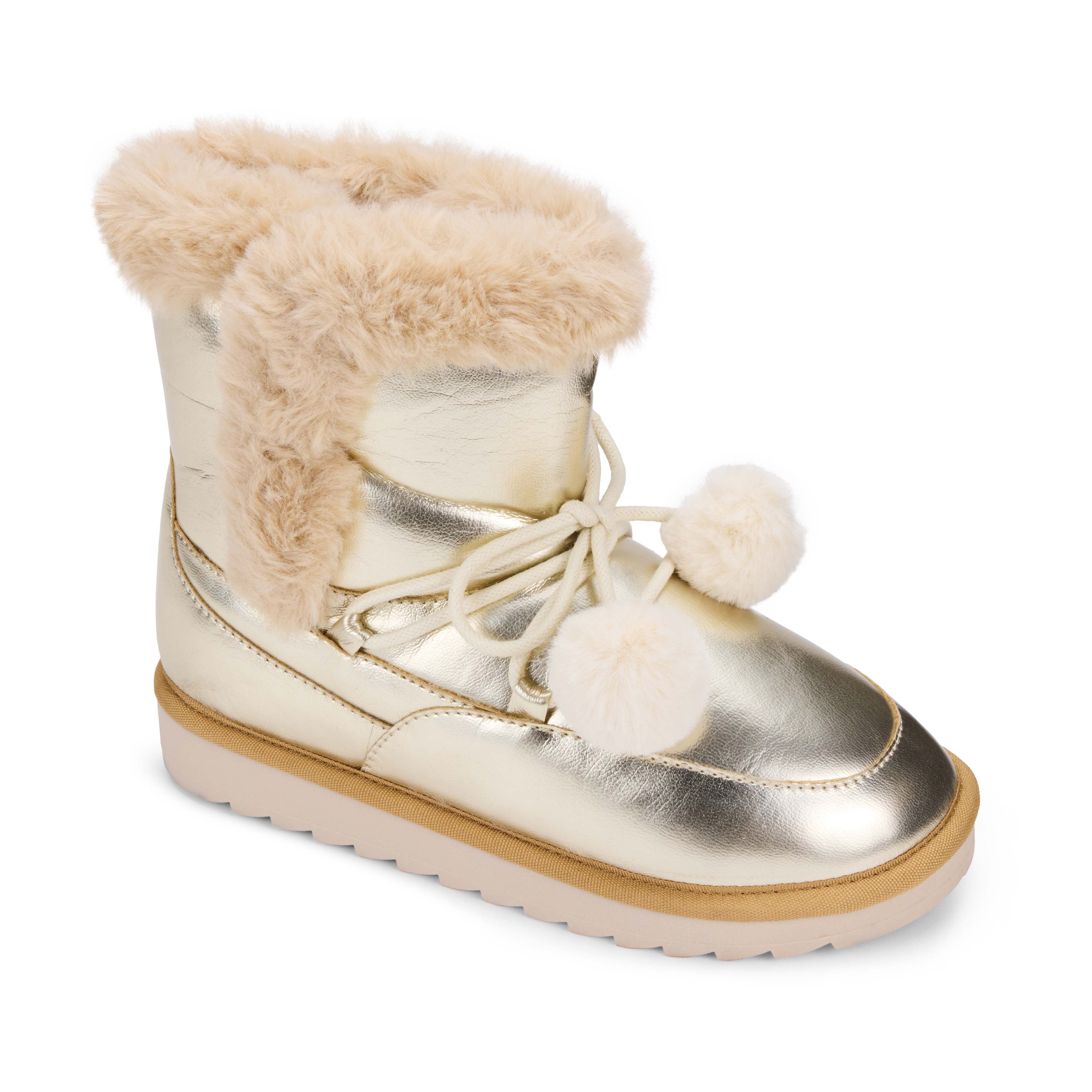 Miss Snow Fluff Boot in Gold Metallic - Kids