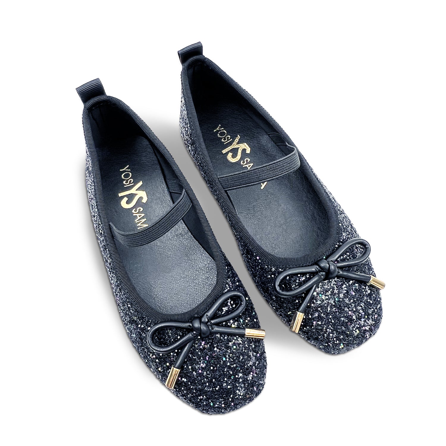 Miss Emma Flat in Black Glitter - Kids - Yosi Samra  - Kids' Flats