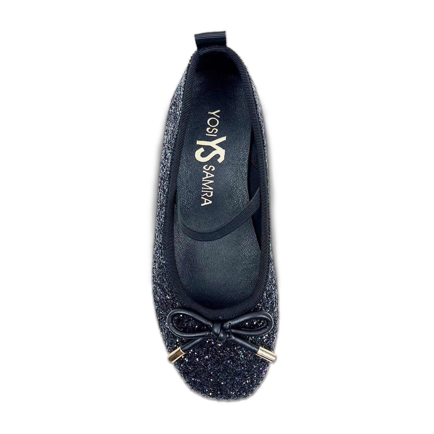 Miss Emma Flat in Black Glitter - Kids - Yosi Samra  - Kids' Flats