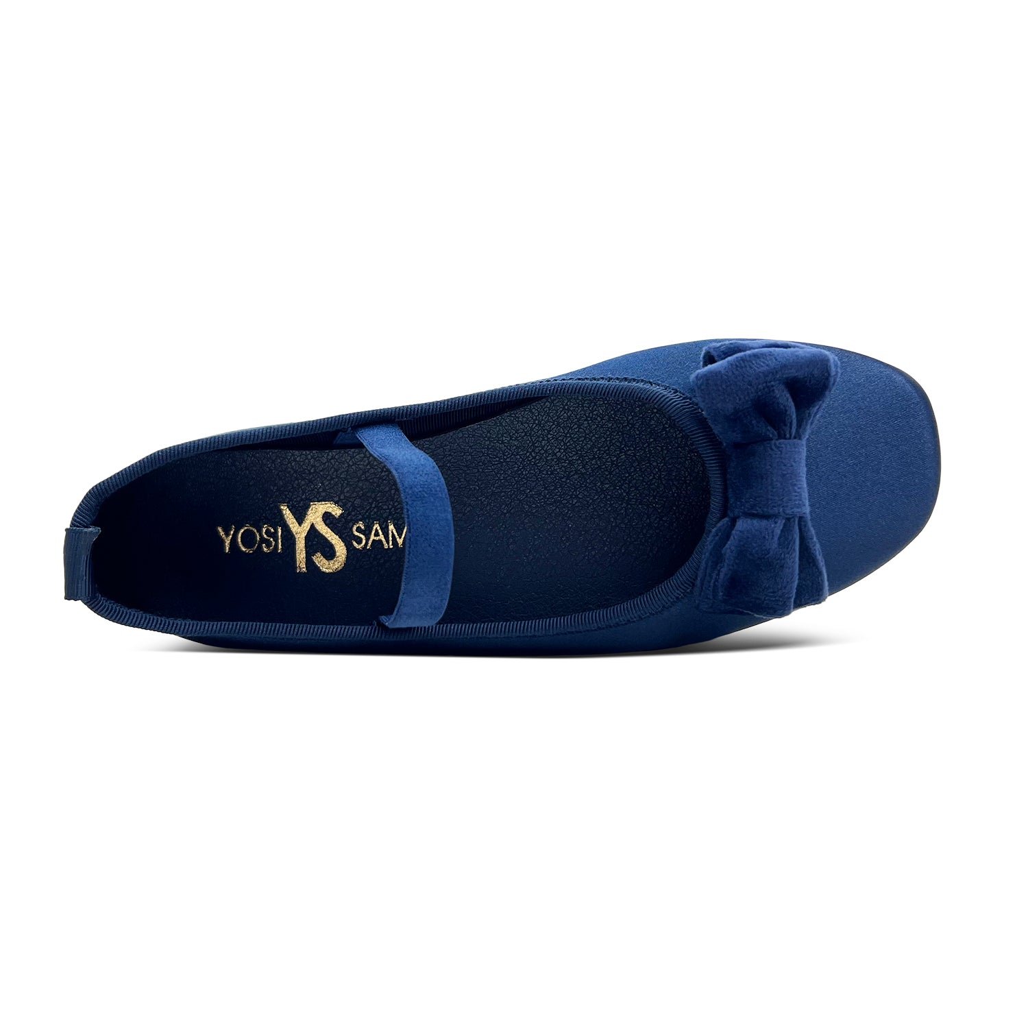 Miss Emory Flat in Navy Satin - Kids - Yosi Samra  - Kids' Flats