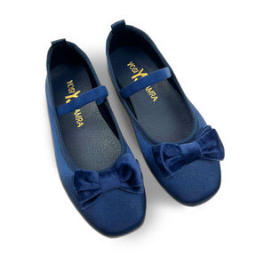 Miss Emory Flat in Navy Satin - Kids