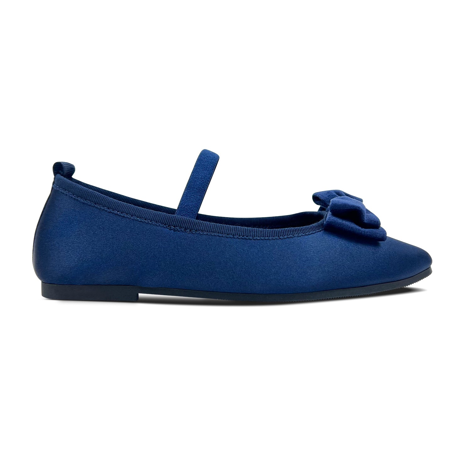 Miss Emory Flat in Navy Satin - Kids - Yosi Samra  - Kids' Flats
