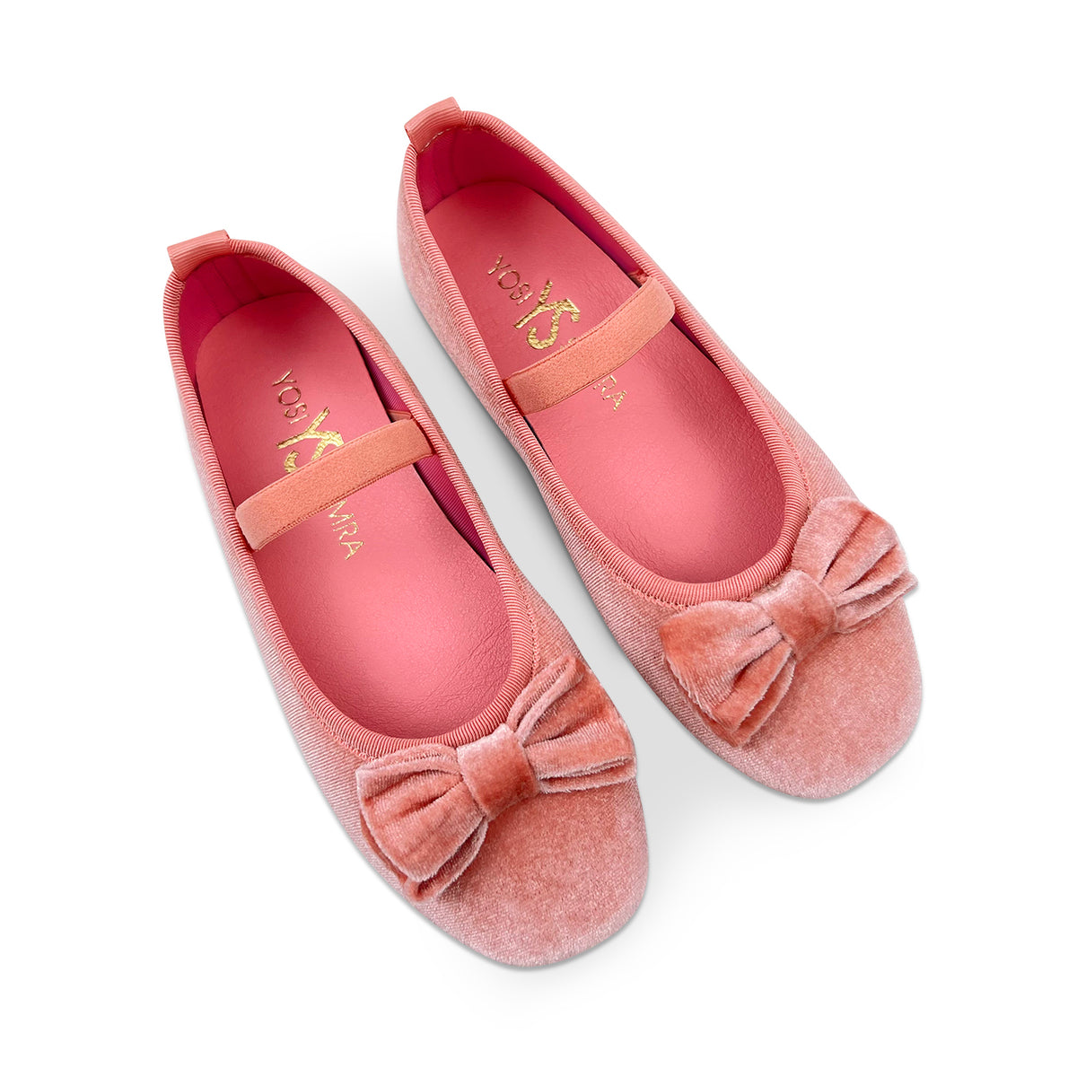 Miss Emory Flat in Pink Velvet - Kids