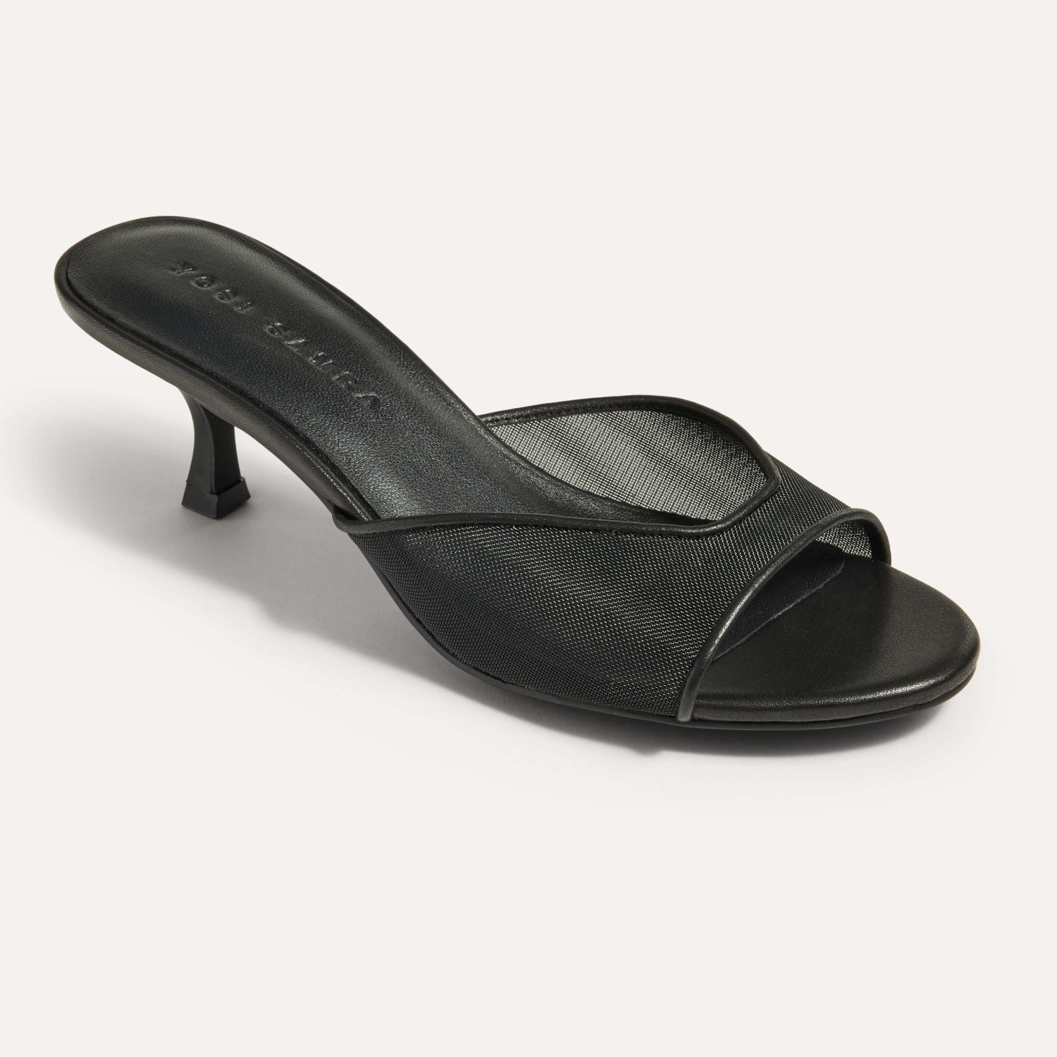 Opal Open-Toe Heel in Black Mesh - Yosi Samra  - Women's Heels