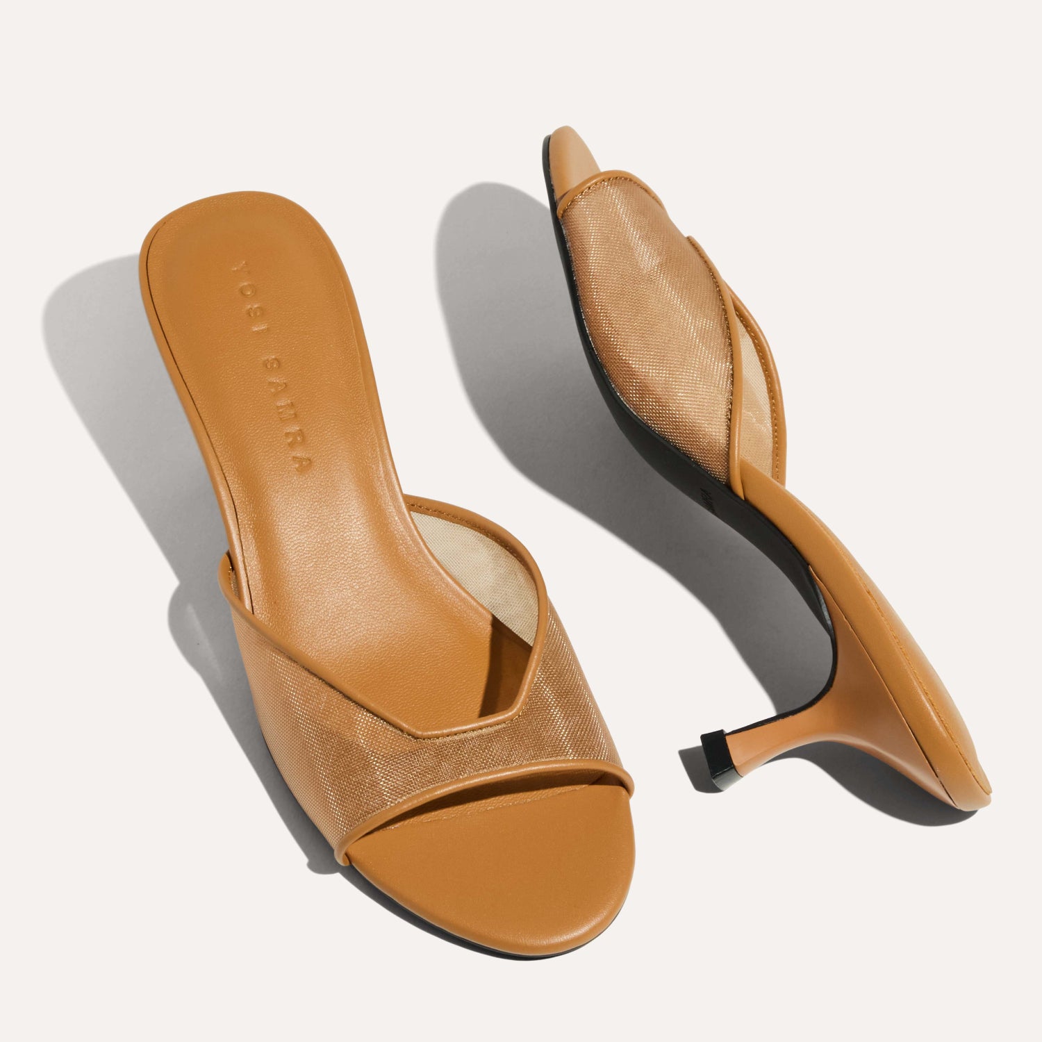 Opal Open-Toe Heel in Whiskey Mesh