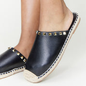 Paloma Stud Mule in Black - Yosi Samra  - Women's Flats