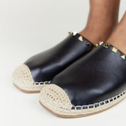 Paloma Stud Mule in Black - Yosi Samra  - Women's Flats