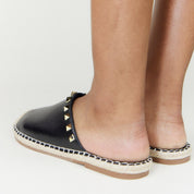 Paloma Stud Mule in Black - Yosi Samra  - Women's Flats