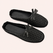POSITANO SLIDE IN BLACK RAFFIA