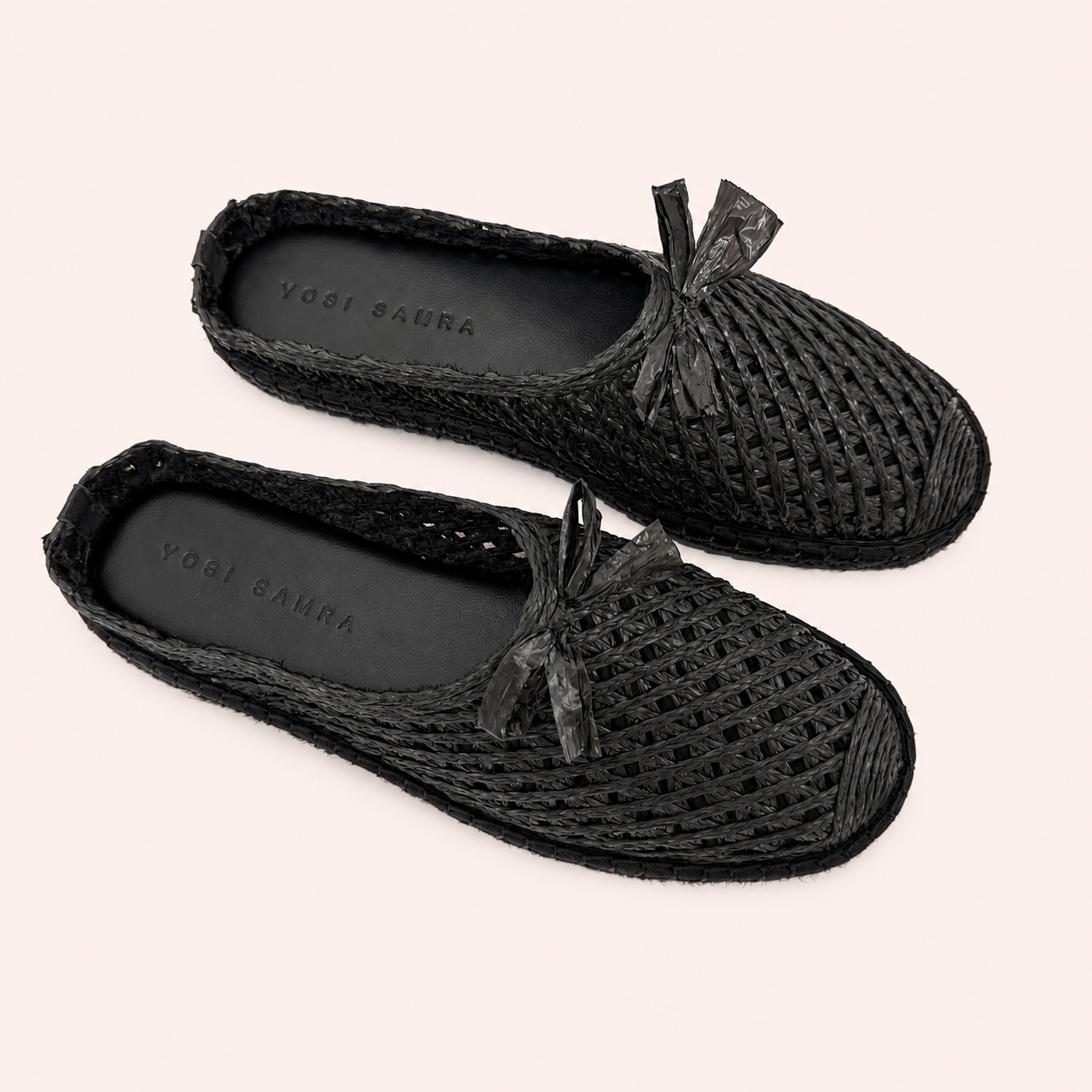 POSITANO SLIDE IN BLACK RAFFIA