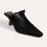 Ryder Heel in Black Suede