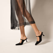 Ryder Heel in Black Suede