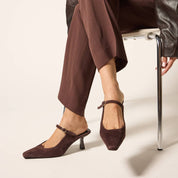 Ryder Heel in Chocolate Suede