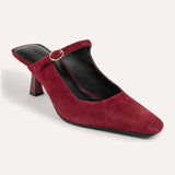 Ryder Heel in Burgundy Suede