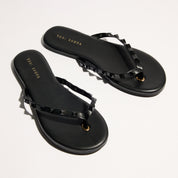 Rivington Stud Flip Flop in Black/Black - Yosi Samra  - Women's Sandals