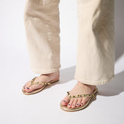 Rivington Stud Flip Flop in Gold - Yosi Samra  - Women's Sandals
