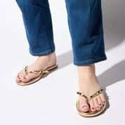 Rivington Stud Flip Flop in Gold - Yosi Samra  - Women's Sandals