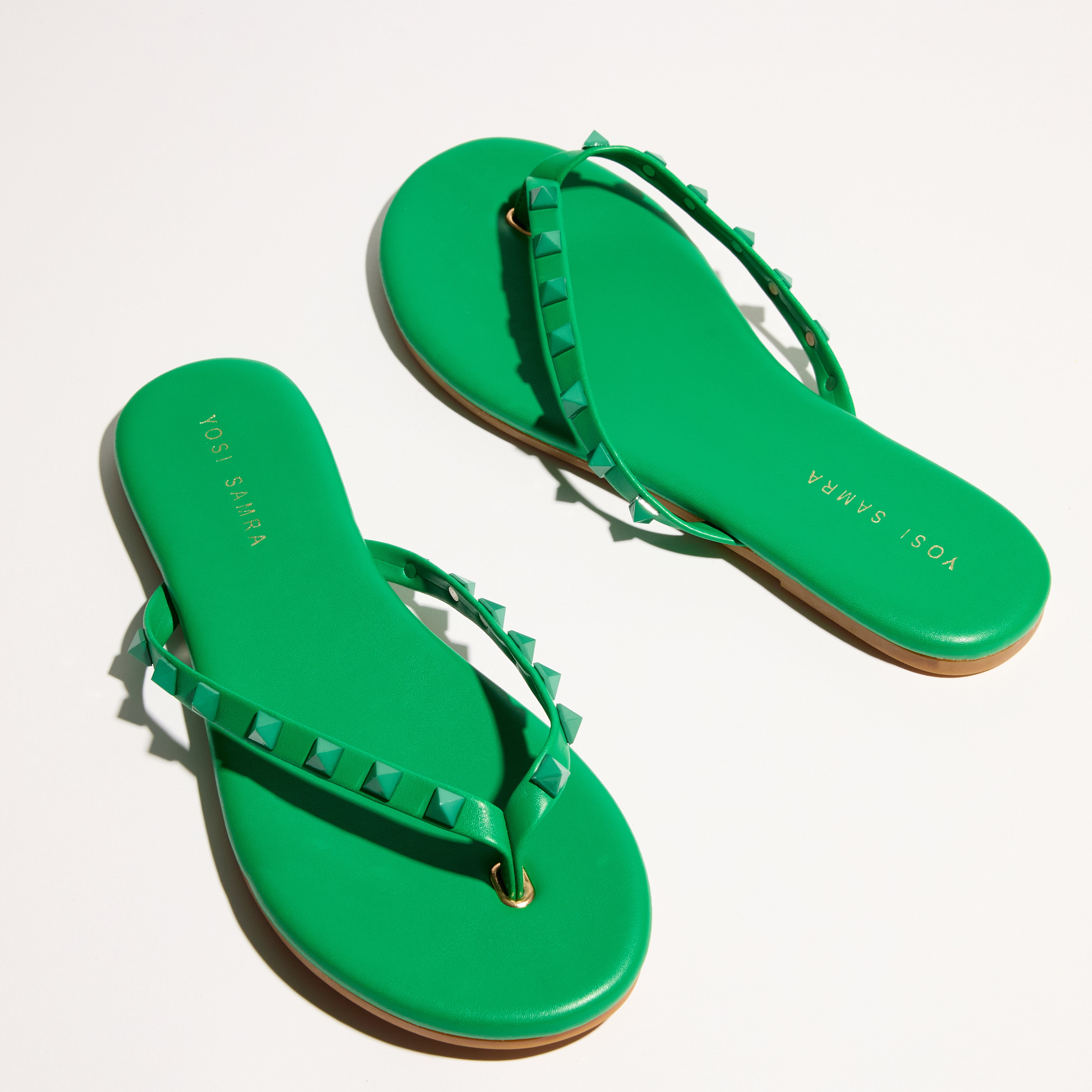 Rivington Stud Flip Flop in Green - Yosi Samra  - Women's Sandals