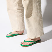 Rivington Stud Flip Flop in Green - Yosi Samra  - Women's Sandals