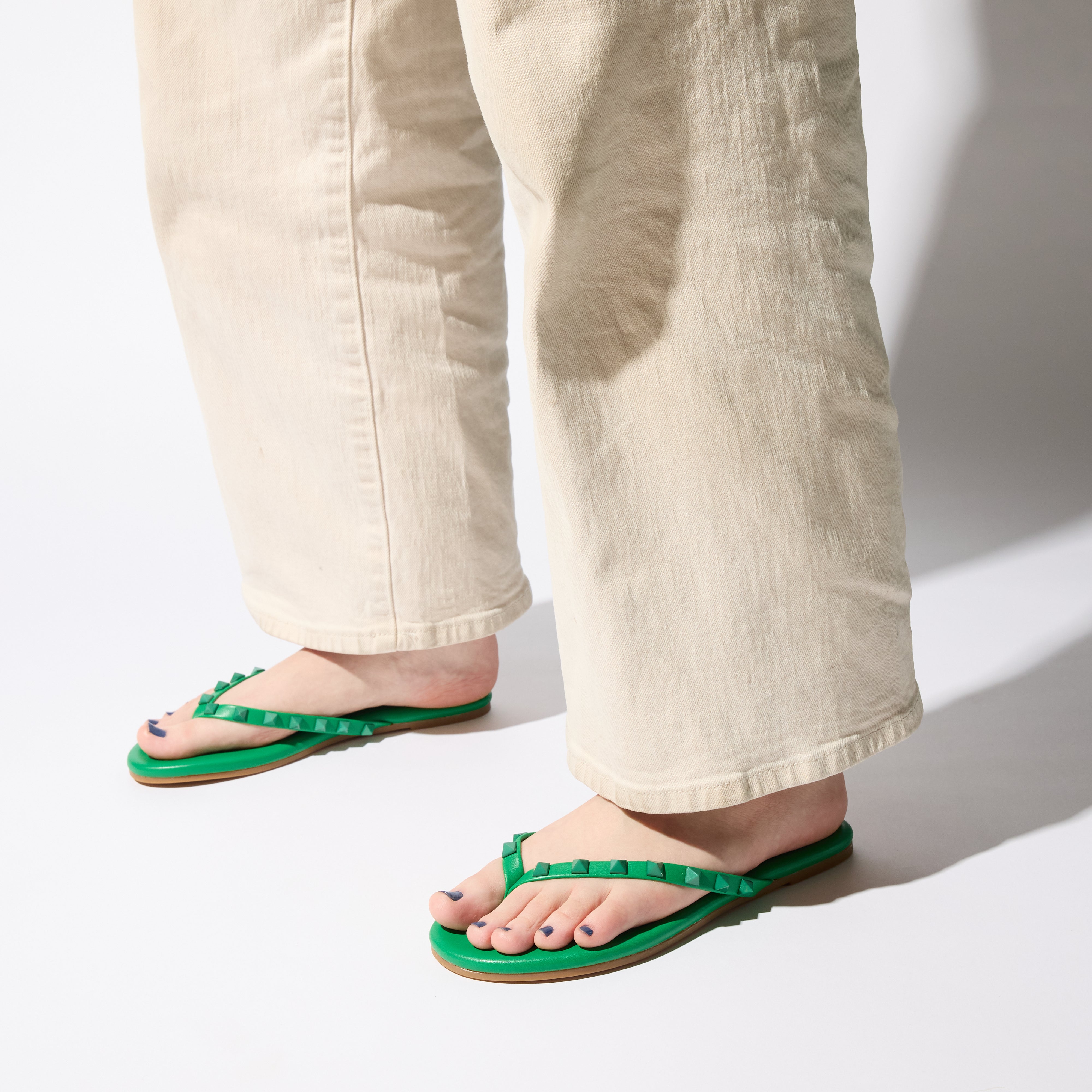 Rivington Stud Flip Flop in Green - Yosi Samra  - Women's Sandals