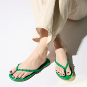 Rivington Stud Flip Flop in Green - Yosi Samra  - Women's Sandals