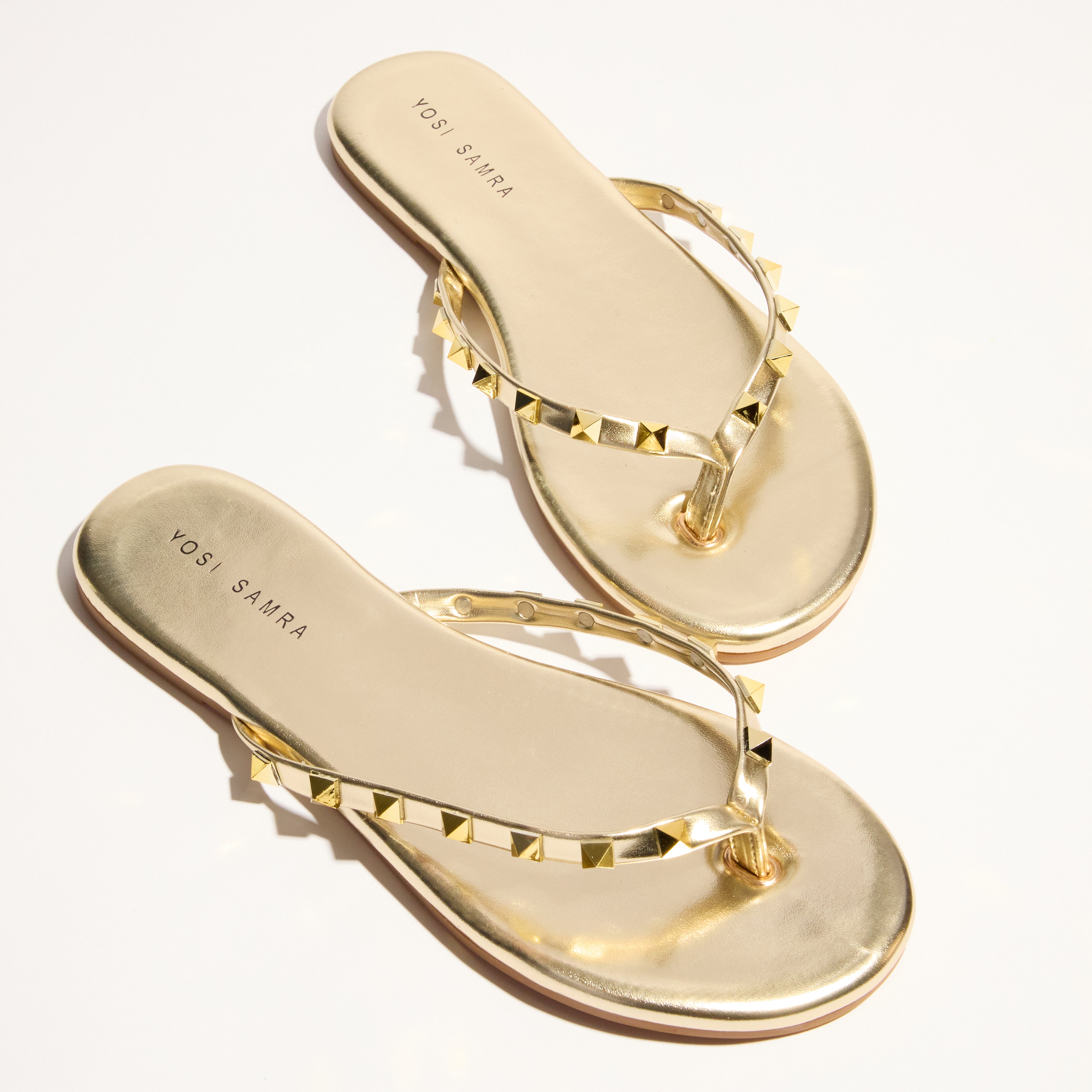 Rivington Stud Flip Flop in Gold - Yosi Samra  - Women's Sandals