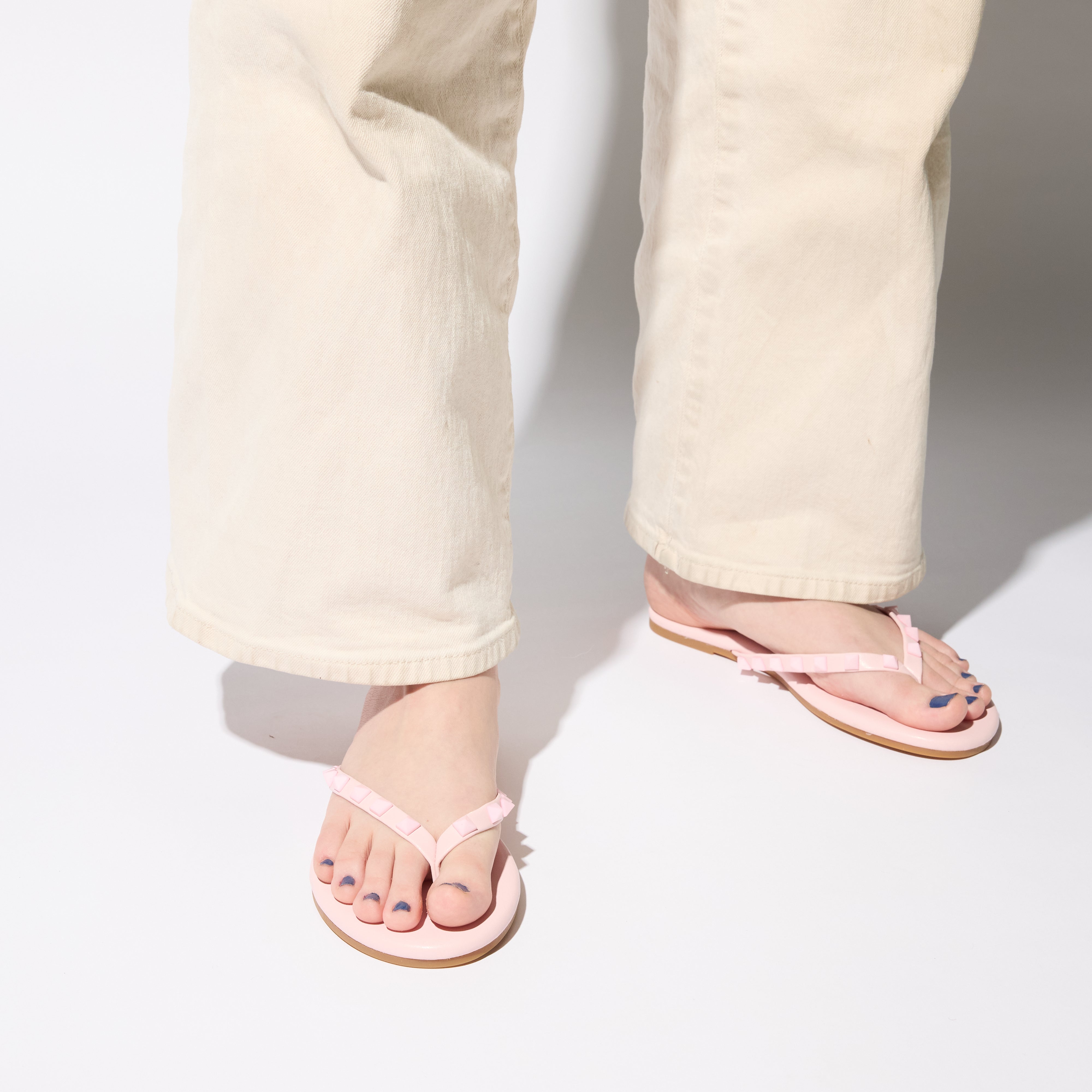 Rivington Stud Flip Flop in Ballet Pink - Yosi Samra  - Women's Sandals