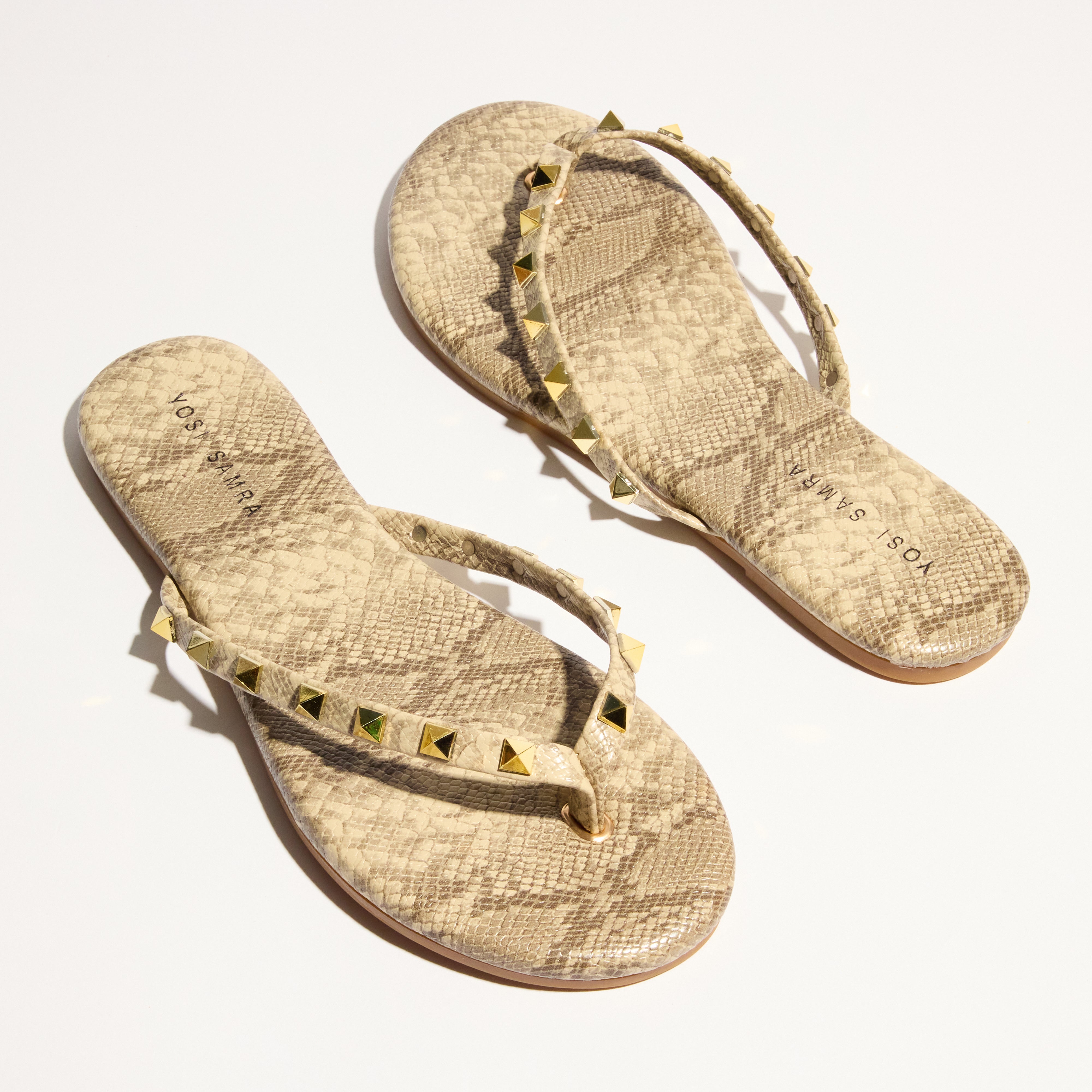 Rivington Stud Flip Flop in Snake Print - Yosi Samra  - Women's Sandals