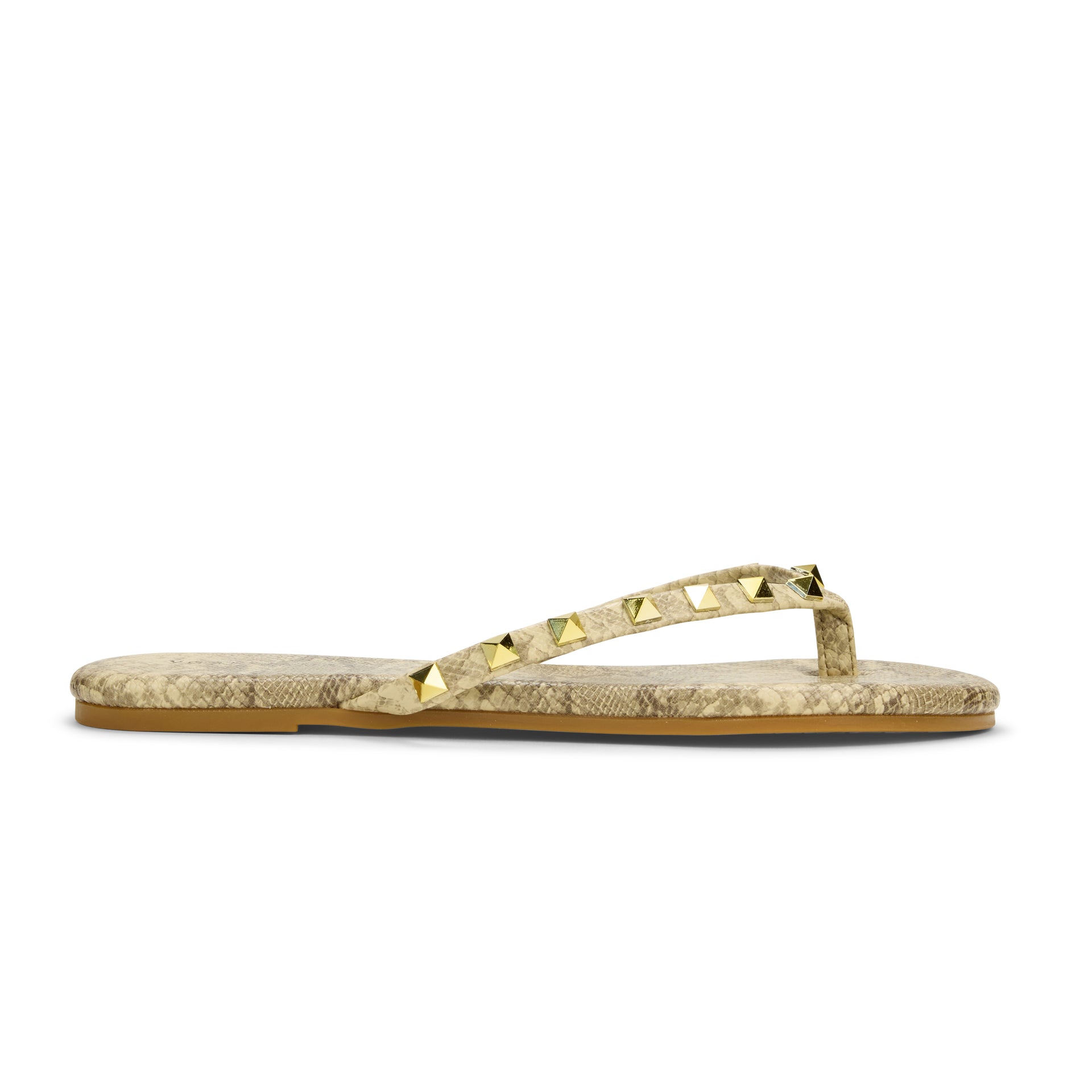 Rivington Stud Flip Flop in Snake Print Yosi Samra Designer Shoes