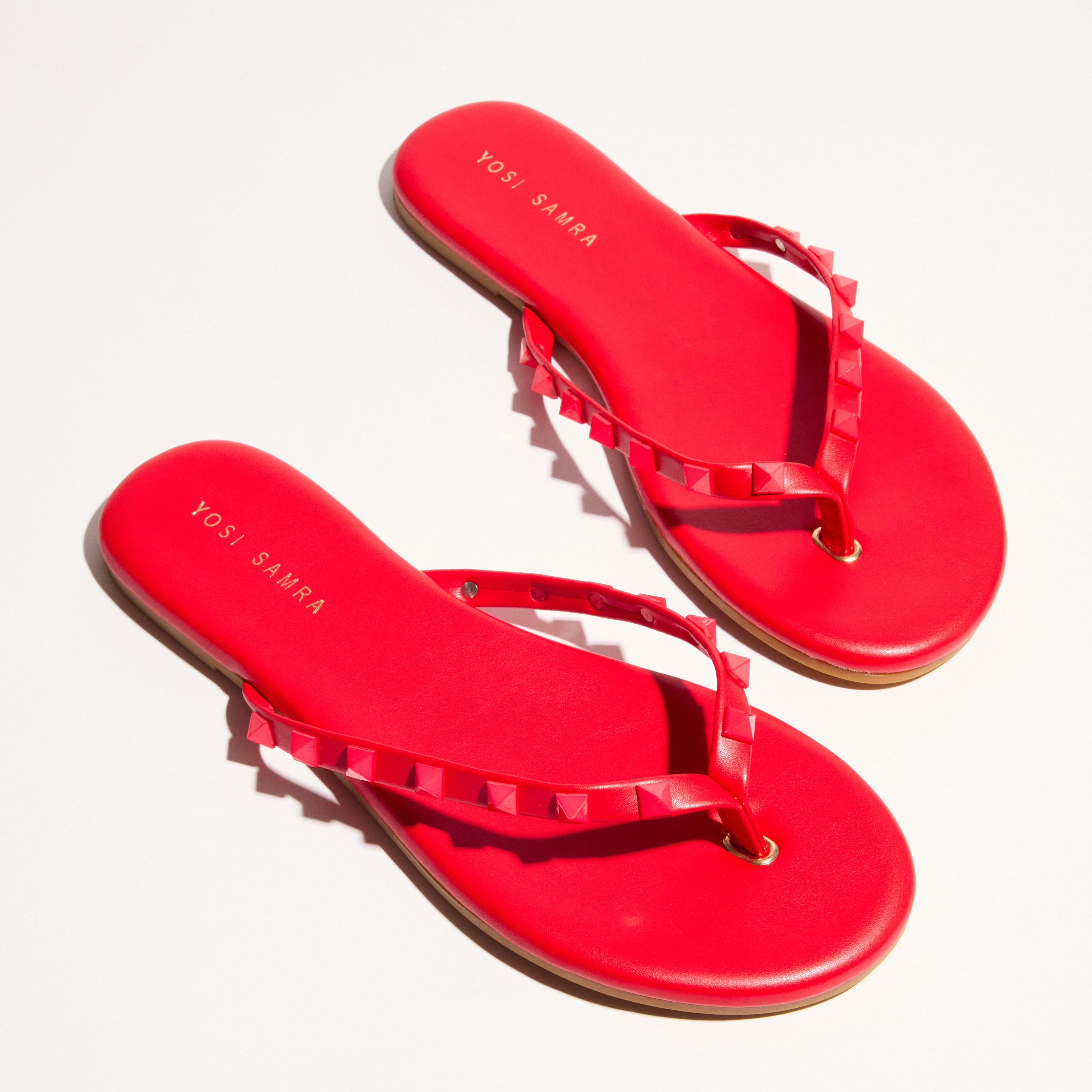 Rivington Stud Flip Flop in Red - Yosi Samra  - Women's Sandals