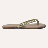 Rivington Stud Flip Flop in Beige Metallic