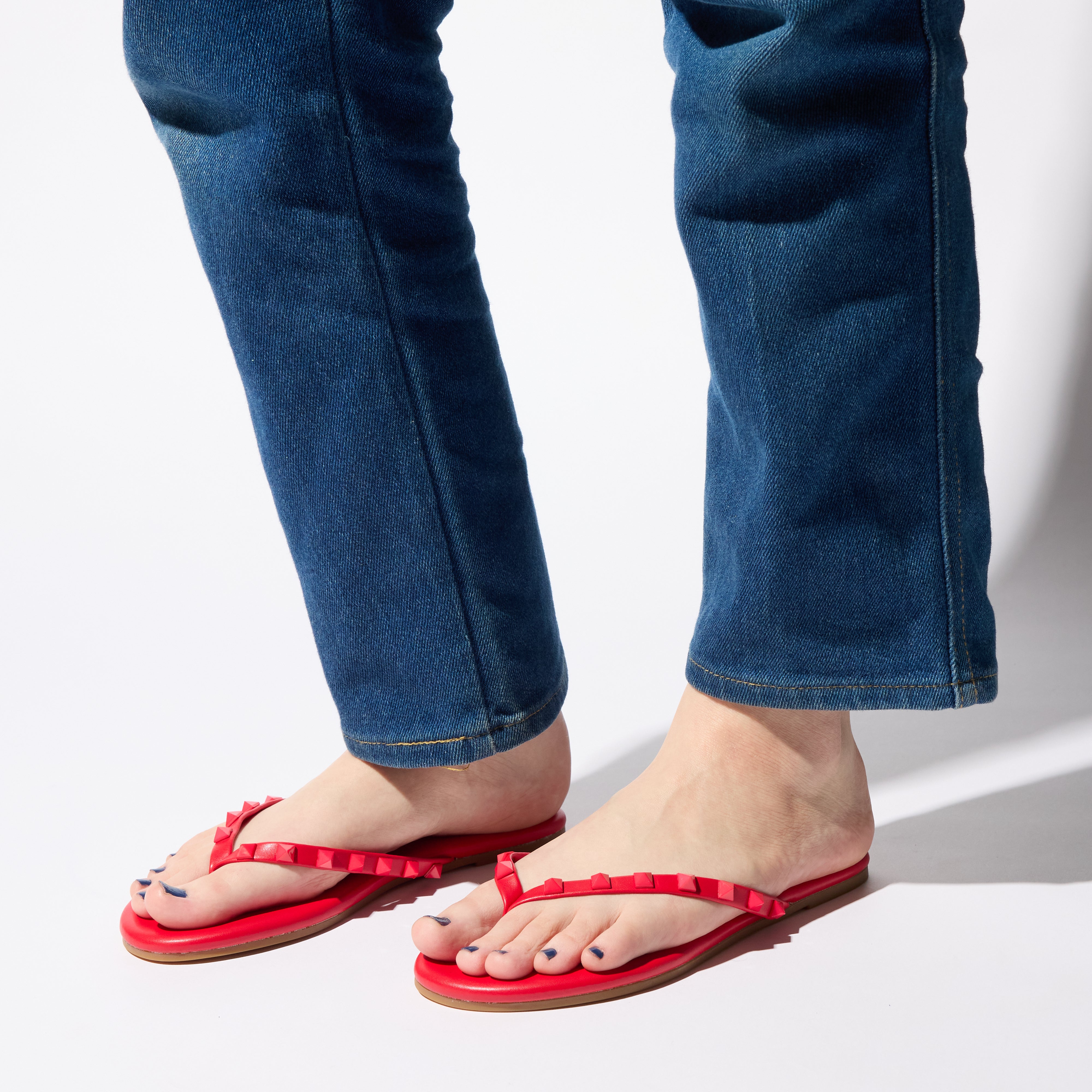 Rivington Stud Flip Flop in Red