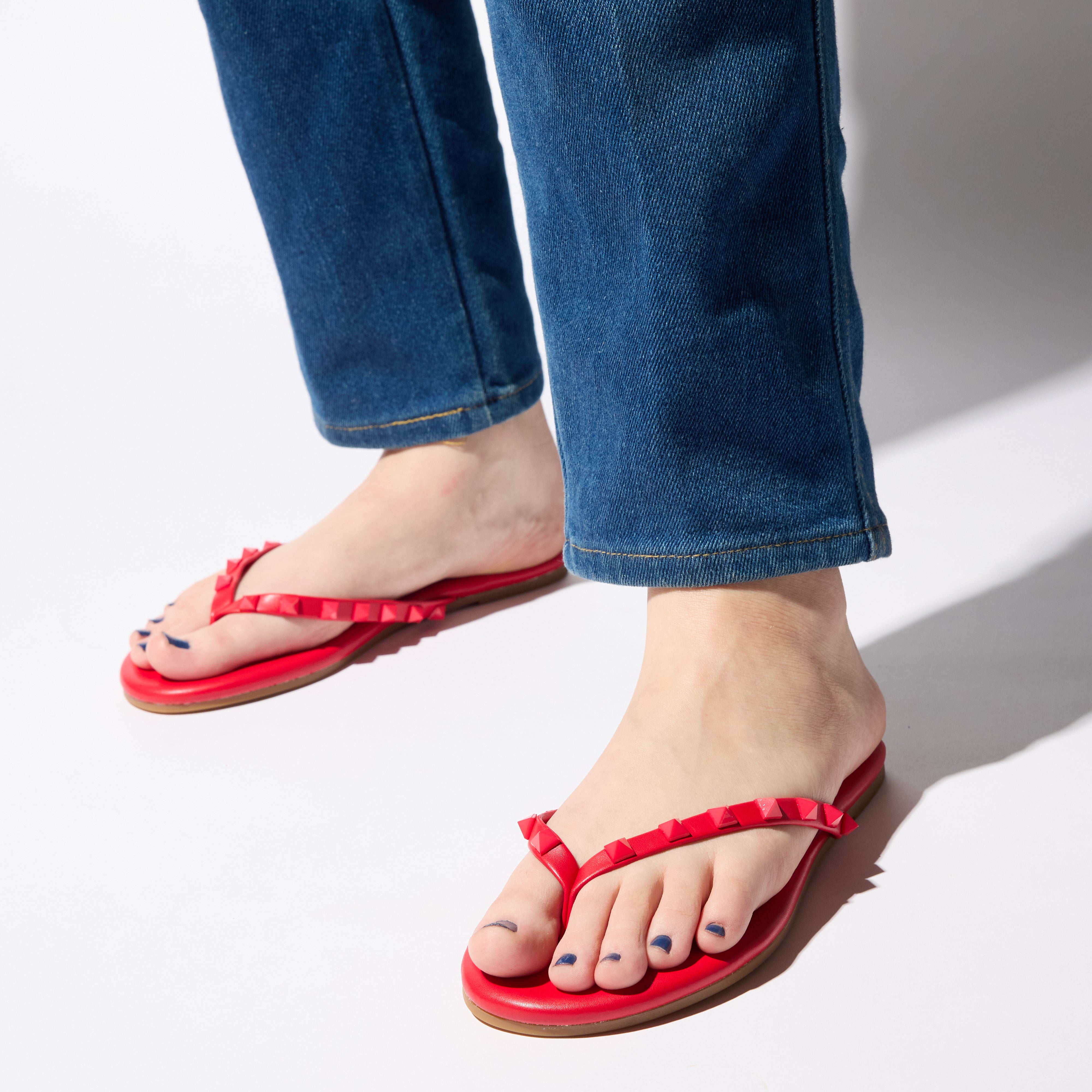 Rivington Stud Flip Flop in Red