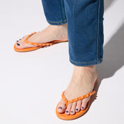 Rivington Stud Flip Flop in Tangerine - Yosi Samra  - Women's Sandals