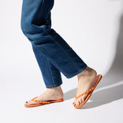Rivington Stud Flip Flop in Tangerine - Yosi Samra  - Women's Sandals