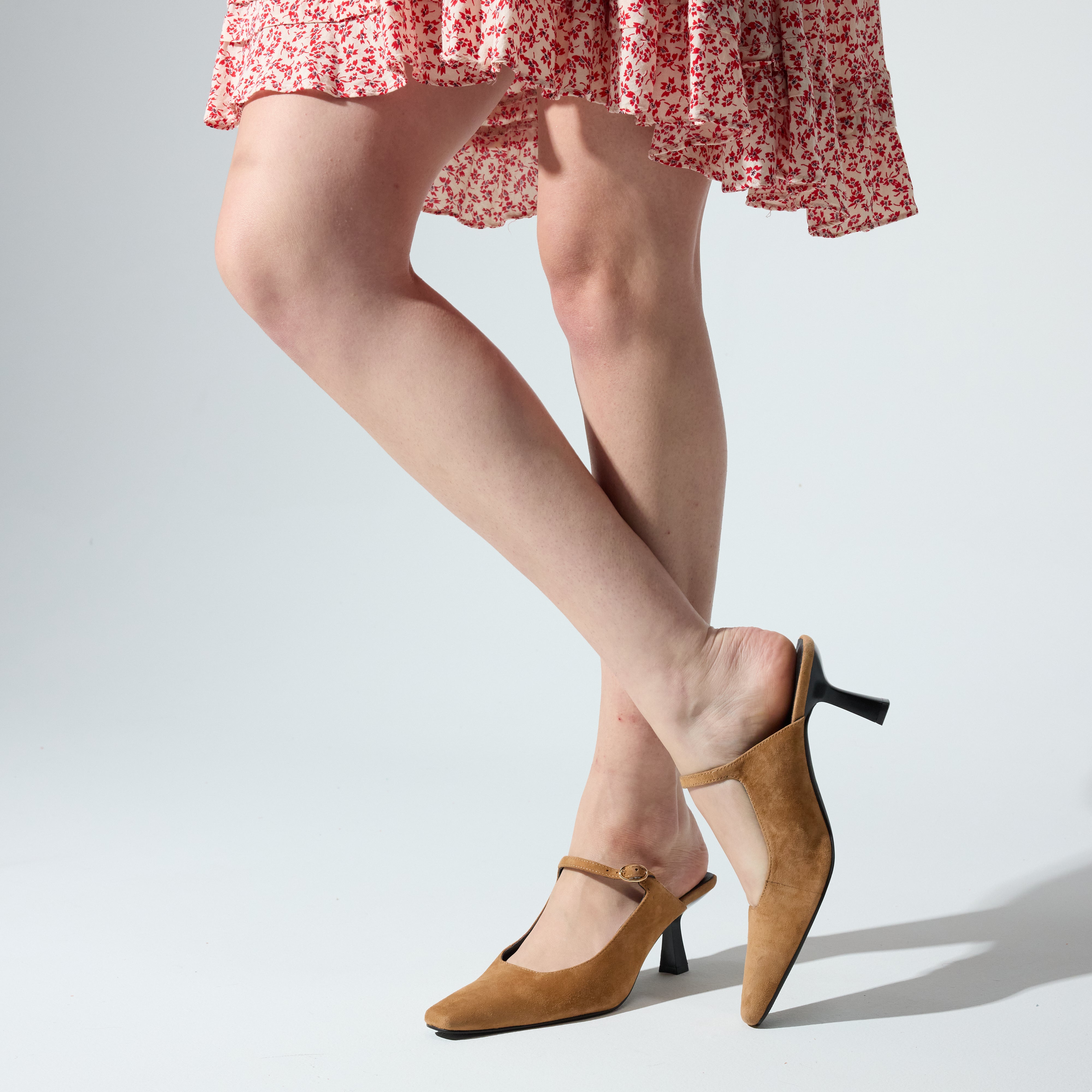 Ryder Heel in Camel Suede