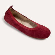 Samara Foldable Ballet Flat in Burgundy Suede